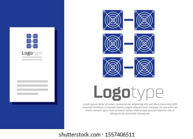 Blue Mining farm icon isolated on white background. Cryptocurrency mining, blockchain technology, bitcoin, digital money market, cryptocoin wallet. Logo design template element. Vector Illustration