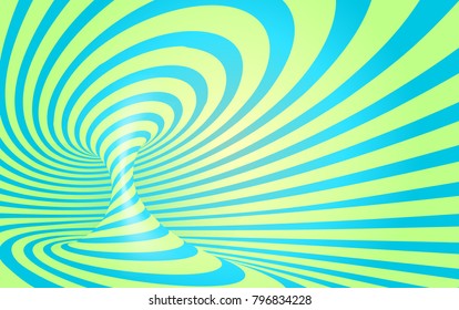 Blue and mint colors stripes swirl - vector optical illusion