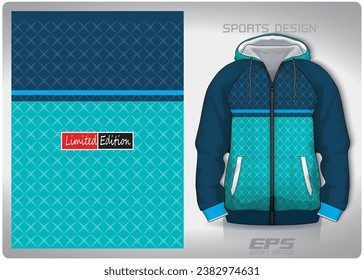 blue mint green fence pattern design, illustration, textile background for sports t-shirt, football jersey shirt mockup for football club. consistent front view