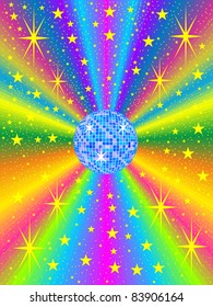 blue mirror ball with colored background