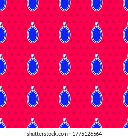 Blue Mirror icon isolated seamless pattern on red background.  Vector Illustration
