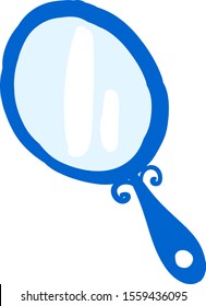 Espejo azul, ilustración, vector sobre fondo blanco.