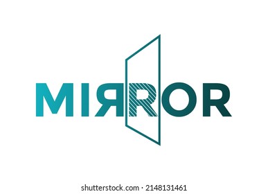 Blue Mirror Text Type Font Word Letter Lettering Typography Logo Design