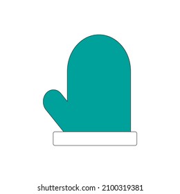 Blue mitten icon. Warm clothes. Winter symbol. Flat sign. Cartoon design. Simple art. Vector illustration. Stock image. 