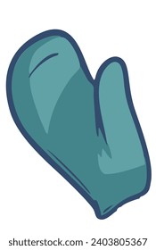 blue mitten to protect hands from cold