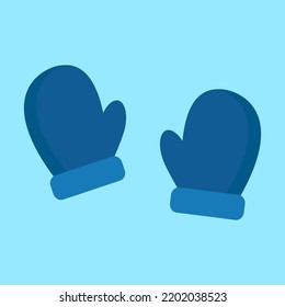 Blue Mittens On A Blue Background