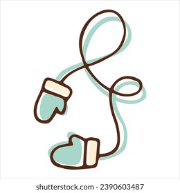 blue mittens on a white background drawing vector