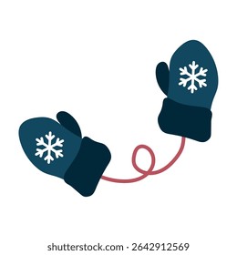 Blue mittens with snowflake. Vector illustration
