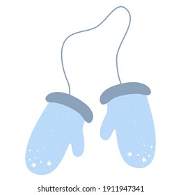 Blue Mittens With Texture. Vector Illustration