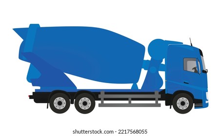 Blue  Mixer Truck. Vector Illustration