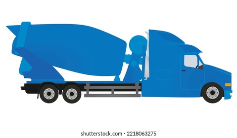 Blue Mixer Truck. Vector Illustration