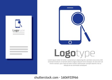 Blue Mobile phone diagnostics icon isolated on white background. Adjusting app, service, setting options, maintenance, repair, fixing. Logo design template element. Vector Illustration