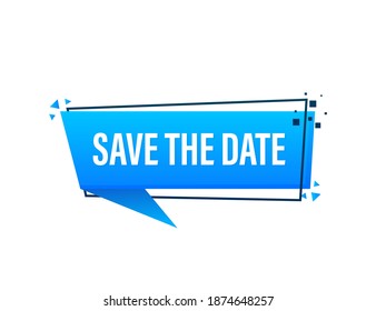 Blue moder banner with Save the date. Vector illustration.