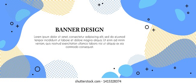 Blue modern abstract banner for website and business. Flat vector liquid form background, template with place for text. Clean cover concept for title.