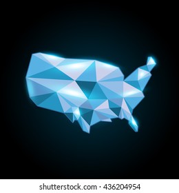 Blue Modern abstract usa map flash lights