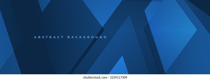 Blue modern abstract wide banner with geometric shapes. Dark blue abstract background. Vector illustration