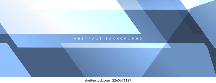 Blue modern abstract wide banner with geometric shapes abstract background. Vector illustration