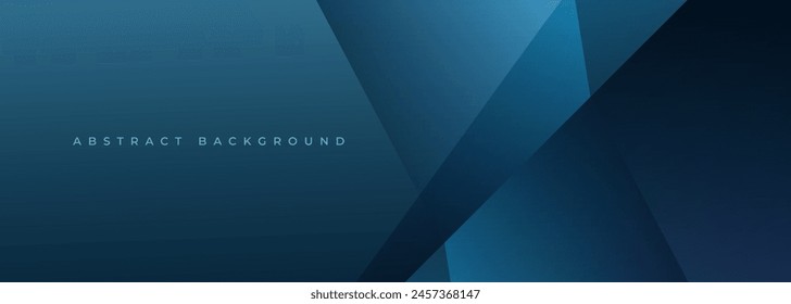 Blue modern abstract wide banner with geometric shapes. Dark blue abstract background. Vector illustration