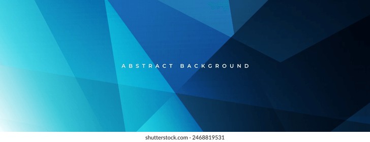 Blue modern abstract wide banner with geometric shapes. Dark blue abstract background. Vector illustration