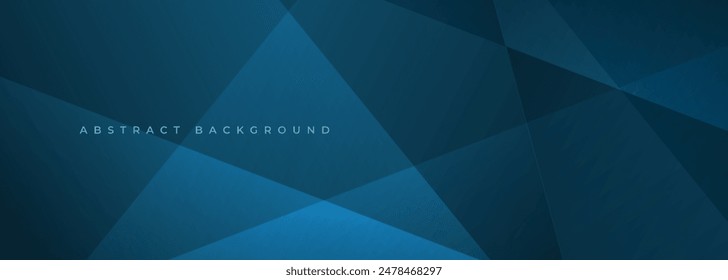 Blue modern abstract wide banner with geometric shapes. Dark blue abstract background. Vector illustration