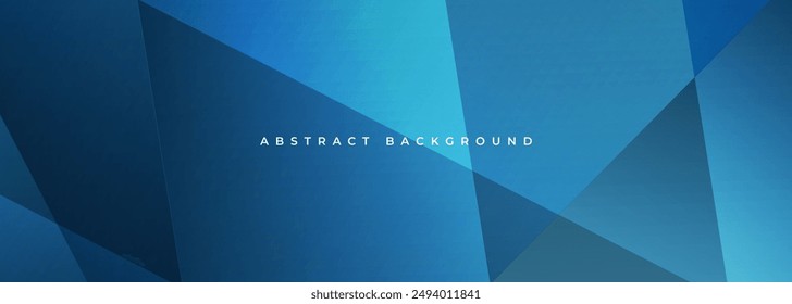 Blue modern abstract wide banner with geometric shapes. Dark blue abstract background. Vector illustration