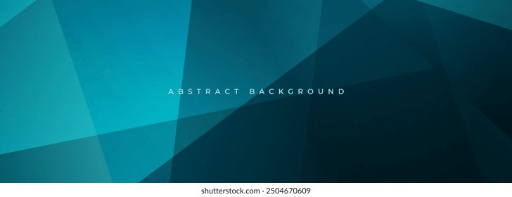 Blue modern abstract wide banner with geometric shapes. Dark blue abstract background. Vector illustration