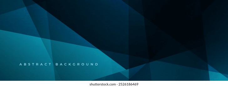 Blue modern abstract wide banner with geometric shapes. Dark blue abstract background. Vector illustration