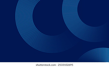 Blue modern background with circle line shape decoration. Modern graphic design element future style concept for banner, header, flyer, card, or brochure cover. vector illustration