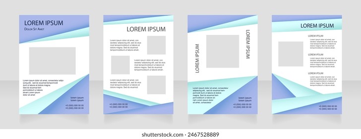 Diseño de diseño de folleto blanco moderno azul. Información sobre la terapia. Conjunto de Plantillas de póster de Vertical con espacio de copia vacío para texto. Colección de informes corporativos prefabricados. Páginas de papel de folleto editables