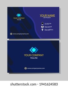 blue modern business card template with creative graphic design; vectors and illustrations