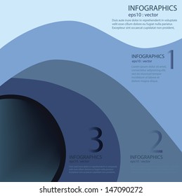 Blue Modern Business Design template ; can be used for infographics ; numbered banners ; horizontal cutout lines ; graphic or website layout vector