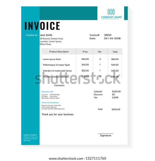 Blue Modern Business Invoce Template Vektor Stock Vector (Royalty Free Blue Modern Business Invoce Template Vektor Stock Vector (Royalty Free