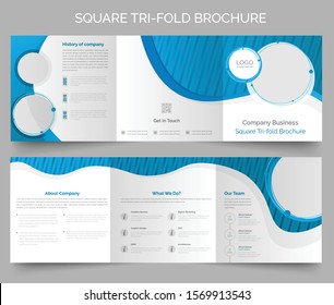 Blue Modern business Square tri-fold brochure template