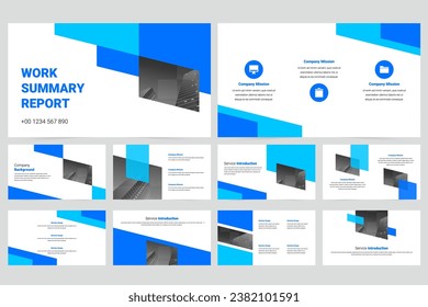 Blue modern business work report slide presentation template