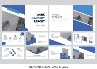 Blue modern business work report slide presentation template