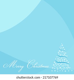 Blue modern Christmas background with tree and Merry Christmas text