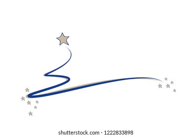 blue modern christmas tree - scribble lines