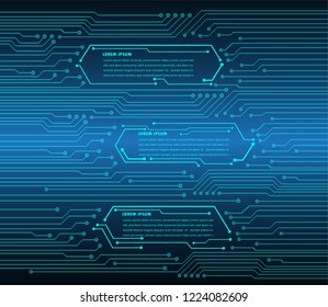blue modern circuit text box template for website computer graphic technology, banner Infographics, time line
