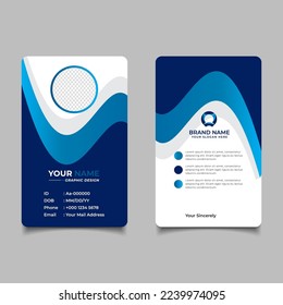 Blue Modern and Clean Business id Card Template Design