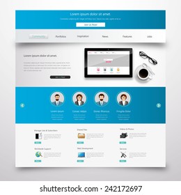 Blue Modern Clean Website Template Eps 10 Vector 