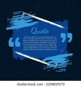 Blue modern communication quote frame with abstract brush stroke