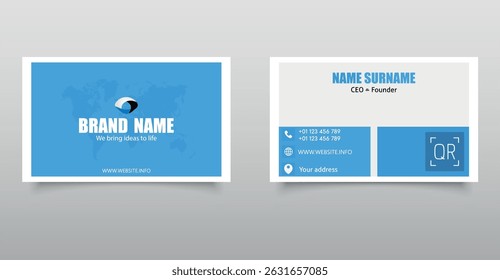 Blue Modern Corporate Business Card Template. Vector graphics.