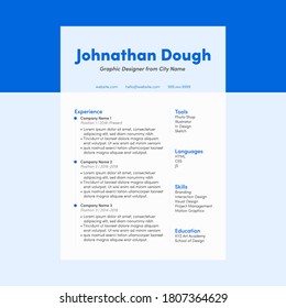 Blue modern corporate resume curriculum vitae template