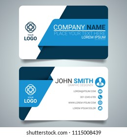 
Blue modern creative business card and name card,horizontal simple clean template vector design, layout in rectangle size.