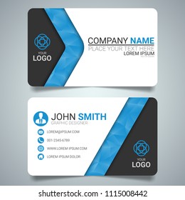 
Blue modern creative business card and name card,horizontal simple clean template vector design, layout in rectangle size.