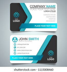 
Blue modern creative business card and name card,horizontal simple clean template vector design, layout in rectangle size.