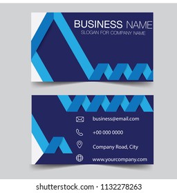 Blue modern creative business card and name card, horizontal simple clean template vector design, layout in rectangle size.Flat Design Vector Illustration. Stationery Design. Business card vector.