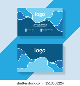 Blue modern creative business card and name card,horizontal simple clean template vector design, layout in rectangle size.