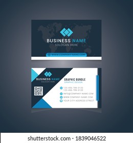 Blue modern creative business card and name card,horizontal simple clean template vector design.