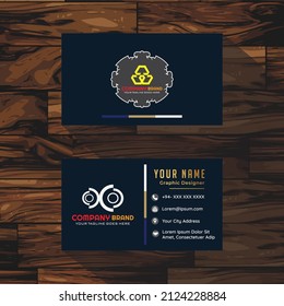 Blue modern creative business card and name card,dark Blue modern business card design template